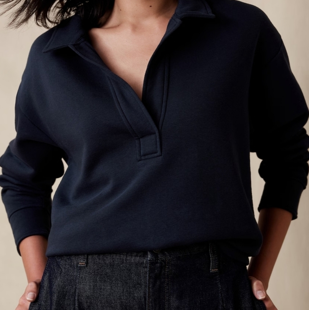 Fleece Johnny-Collar Sweatshirt